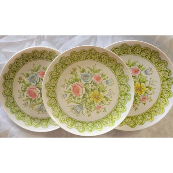 Allied Chemical Melamine Plate Set of 7 RARE HARD TO FIND PATTERN Floral... - Picture 9 of 10